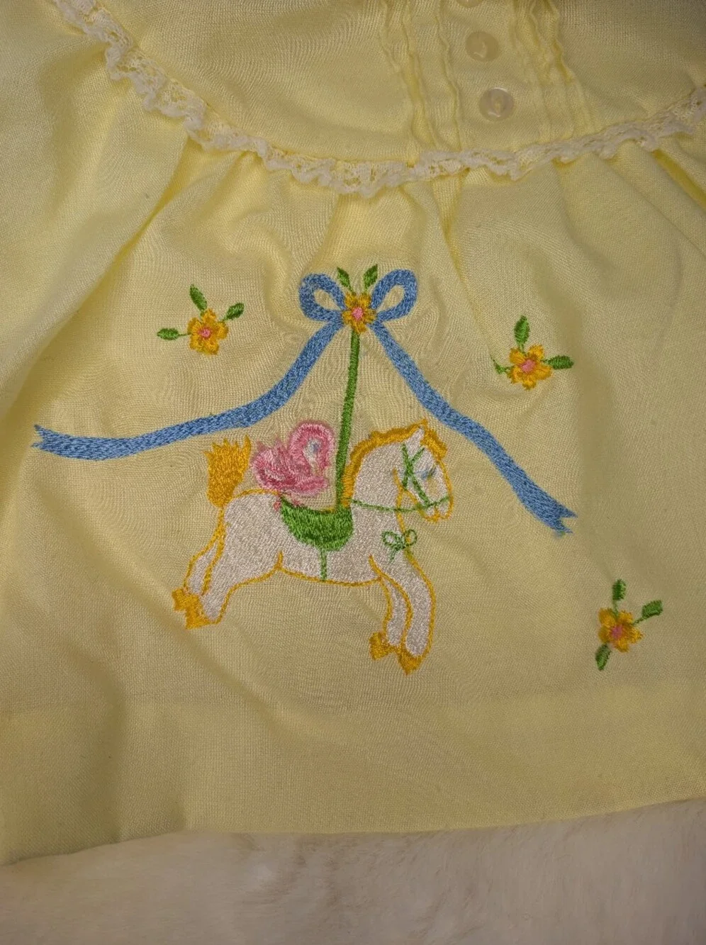 Vtg 1980s 2 Piece Merry Go Round Embroidered Infant Set